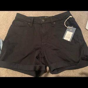 Black Denim High Waisted Shorts